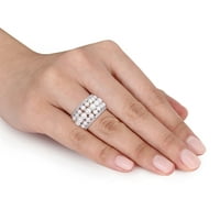 Miabella ženski slatkovodni biser 1- Carat je stvorio bijeli safir srebrni višeredni prsten