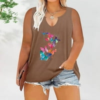 Funicet ljetna Ležerna majica bez rukava za žene Plus veličina trendi štampane majice bez rukava s V izrezom