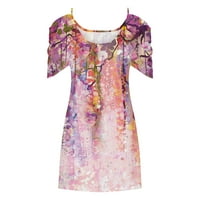 Ženska Boho Slim Fit Swing haljina klirens trendi cvjetni štampani elegantni ljetni hladni rukav etničkog