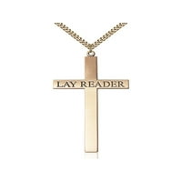 Zlatni punjeni Lay čitač Cross privjesak sa teškim lancem ivičnjaka