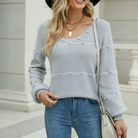 Ženska Casual seksi Moda Dugi rukav okrugli vrat pleteni labavi jednobojni pulover džemper Gornja bluza