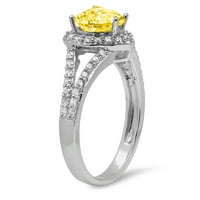 1. ct briljantno srce izrezano jasno simulirani dijamant 18k Bijelo zlato Halo Solitaire sa akcentima