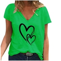 Bluza Leylayray za žene Ženska Ležerna modna majica V-izrez tiskani kratkih rukava Green XXXXXL