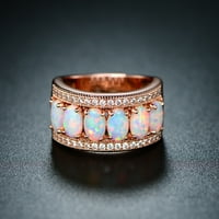 Peermont 18k ružičasto pozlaće sa ovalnim rezanim bijelim vatrom opal i kubični cirkonijski prsten