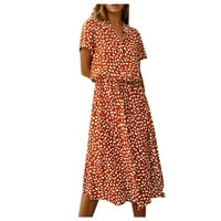 Dress Fashion Novi Benchmark HIMIWAY ženska ljetna moda Casual Print V-izrez seksi haljine kratkih rukava narandžasta s