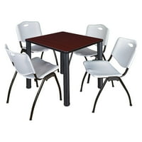 Regency Kee 48 Kvadratni patušni stol - Mahogany Chrome & 'M' stočne stolice - crna