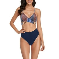 Aiyuq.u dame Ljeto Split Multicolor tiskani modni remen Bikini