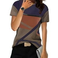 Kratke rukave ljetne bluze za žene štampane klasične geometrijske košulje moda svakodnevno nosi labavi kroj okruglog vrata tunike