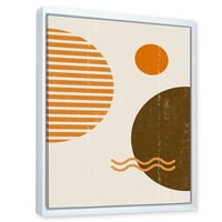Designart 'apstraktni minimalni mjesec i Sunce u zemljanim tonovima III' moderni uramljeni platneni zidni