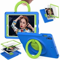 za iPad 9th 8th 7th Gen Kids Case sa ugrađenim štitnikom za ekran, postoljem za ručicu za nošenje preko ramena, periva udarna torbica za djecu za iPad 10. , Plava