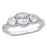 2-Carat T. G. W. stvorio bijeli safir i karat T. W. Diamond 10kt zaručnički prsten od bijelog zlata trilogije