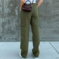 Ženske farmerke visokog struka modno oprane jednobojne ravne pantalone Regular Fit Slim fit i udobne pantalone
