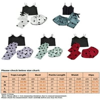 Wrcnote Žene Saten Tri Pjs Set Polka Dot Štampane Pidžame Set Loungewear Noćna Odjeća Pyjama