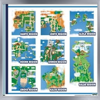 Pokémon - Map GRID zidni poster, 14.725 22.375 Uramljeno