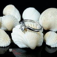 0. CT Sjajan okrugli rez Clear Simulirani dijamant 18k bijeli zlatni pasijans prsten sz 9.5