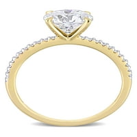 1-karatni T. G. W. stvorio Moissanite i Carat T. W. Diamond 14kt klasični zaručnički prsten od žutog zlata