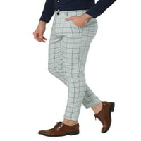 Jedinstvene povoljne muške uske karirane poslovne pantalone sa džepovima