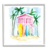 Stupell Industries otišla surfati tropska fraza Pink kuća na plaži, 24 godine, dizajn Mercedes Lopez Charro