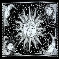 Sunce i mjesečevo tapiserije, crno-bijele tapiserije mistično paljenje sunca sa zvjezdanim zidnim dekorom