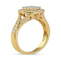 Imperial 10k žuto zlato 1 2ct TDW dijamantski klaster Halo zaručnički prsten