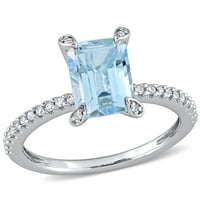 Miabella ženski karat T. G. W. Nebesko-plavi Topaz karat T. W. dijamant 10kt osmougaoni prsten od bijelog zlata
