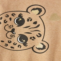 Leopardova dukserica sa lisnatim rukavom i 3D hlače za mačke, 2-dijelni komplet odjeće