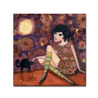 Zaštitni znak Likovna umjetnost platna 'big Eyed Girl Full Moon' Art by Wyanne