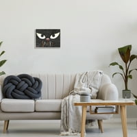 Stupell Industries sablasan Halloween Crna mačka očiju za odmor Slikanje sive uokvirene umjetnosti