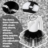 Iiniim Kids Girls Jednostruki rukav kosi rame Shiny Sequin Ballet Dance haljina 4- srebrna 12