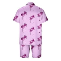 Muška Havajska dva odijela Oversized Fit Casual dugme dolje kratki rukav sa printom tropskih Palmi kardigan