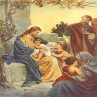 The Life of Jesus c. patiti malu djecu da dođu k meni poster Print W. J. Gibbs