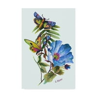 Zaštitni znak likovne umjetnosti' leptir na plavom Maku ' platno Art Carol J Rupp