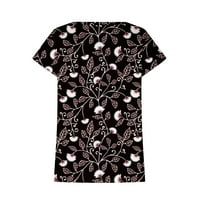 Usmixi ženske košulje kratki rukav okrugli vrat cvjetni Print ljetni vrhovi labavi lagani ženski Vintage košulje bluze Crni XXL do 65% isključeno