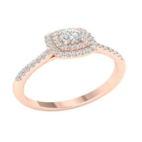 Imperial CT TDW okrugli dijamantni dvostruki halo zaručni prsten u 10k ružičastog zlata