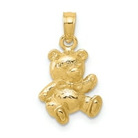Carat u Karatsu 10k žuto zlato medvjedi privjesak šarm sa 10k žutom zlatnom laganom konopskom lancu ogrlice 16 ''