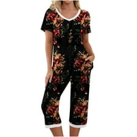 Ženska odjeća za spavanje Capri pidžama kompleti kratkih rukava dvodijelni PJs V izrez Lounge Setovi Tops