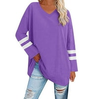 Žene casual vrhovi dugi rukavi na dugim rukavima narezive majice prugaste košulje posade TUNIC TURS TOPS meka kauzalna labava bluza Jesen zimska ženska odjeća