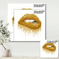 Djevojke usne sa sjajnim zlatnim sjajem Slikarstvo Platno Art Print