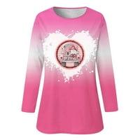 Majice za žene - pulover s dugim rukavima, modni smiješni vrhovi vrhovi vrat na vratu Pink
