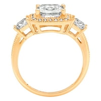 3.1CT Princess Cleb Clear Moissine 18k Žuto zlatna godišnjica Angažovanje kamena prstena veličine 10,25