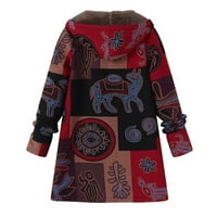 Ženski vrhovi modni jesen i zima jednobojni sako s dugmetom Casual labavi džemper od flisa Coat Red M