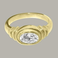 Britanska proizvodnja 14k žutog zlata sintetički kubni cirkonij Unise zaručnički prsten-Opcije veličine-veličina 10.75