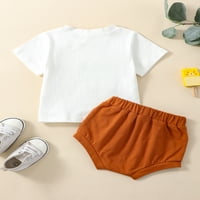 Wassery odjeća za dječake, bijeli kratki rukavi s printom majica i jednobojni elastični šorc s vezicama ljetni Casual Outfit Set 0-12m
