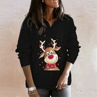 Ženski Casual Dugi rukav Božićni praznični Print džemper Top bluza Hot6sl487550