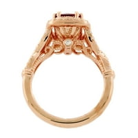 Rose Sterling Silver stvorio je zaručnički prsten od rubina i bijelog kubnog cirkonija