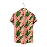 Slobodno vrijeme Flamingos Boys Havajska majica Cvjetni ispis kratkih rukava odjeća za odmor na plaži Down majice za muškarce, C-6XL