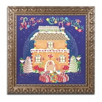 Zaštitni znak Likovna umjetnost Božić Gingerbread House platnena Umjetnost Lise Powell Braun, Zlatni okićeni