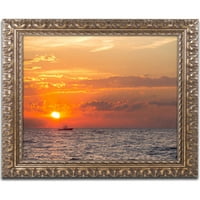 Zaštitni znak Likovna umjetnost Fishing Boat Sunset umjetnost na platnu Jasona Shaffera, Zlatni okićeni
