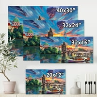 Designart 'Sunset Over Cityview of Prague' Children's Art Canvas Wall Art Print