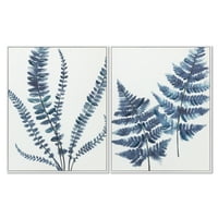 Tyler & Finn 16 x20 uokvireno plavo botaničko na ruci ukrašeno platno